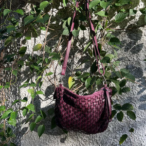 義大利品牌/Woven shoulder bag(Purple/Grey Brown)