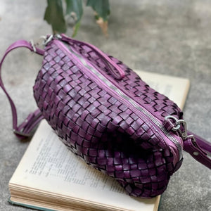 義大利品牌/Woven shoulder bag(Purple/Grey Brown)