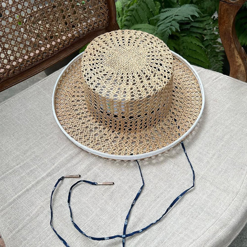 日本設計師草帽/Boater straw hat (Black/White)