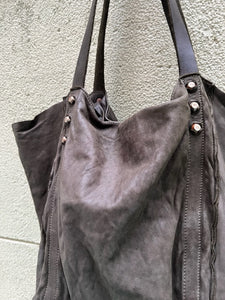 Delle Cose/Soft calf leather tote(Purple/Khaki)