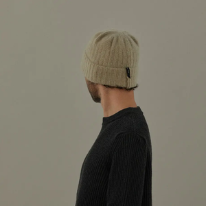日本設計師帽款/Cashmere Knitting Cap (Seablue/Beige/Charcoal) - OBEIOBEI