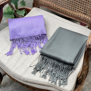 德國Codello/Cashmere Silk Scarf (Grey Green/Purple) - OBEIOBEI