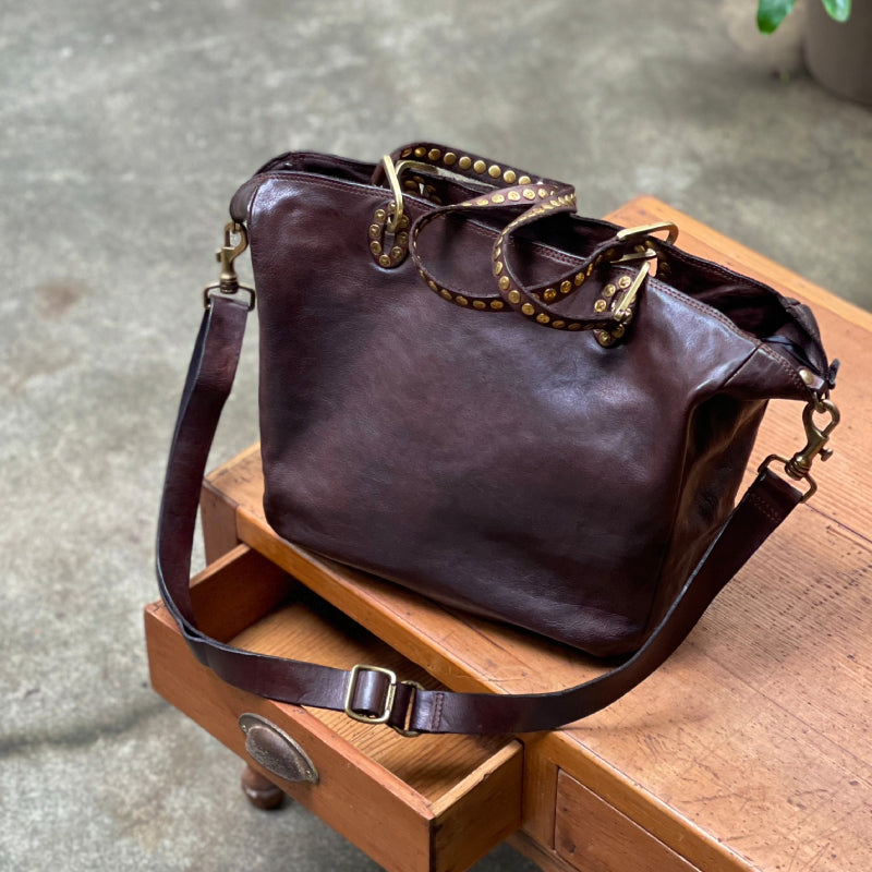Campomaggi/Brown Rivets Shopping Bag - OBEIOBEI