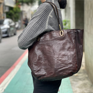 Campomaggi/Brown Rivets Shopping Bag - OBEIOBEI