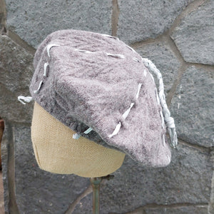 Move/Leather Embellished Beret (Dark grey/Beige) - OBEIOBEI