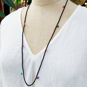 SHASHI/Glass Bead Tassel Necklace (5 Color) - OBEIOBEI