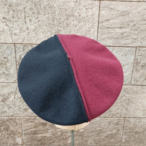 Doria/Black-Red Wool Beret - OBEIOBEI