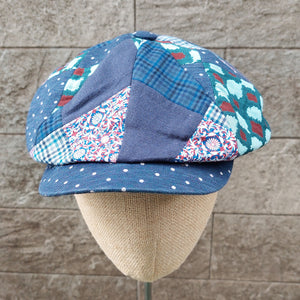 Doria/Blue Patchwork Newsboy Cap - OBEIOBEI