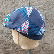 Load image into Gallery viewer, Doria/Blue Patchwork Newsboy Cap - OBEIOBEI