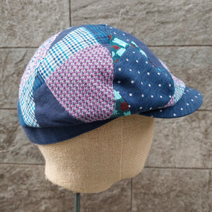 Doria/Blue Patchwork Newsboy Cap - OBEIOBEI