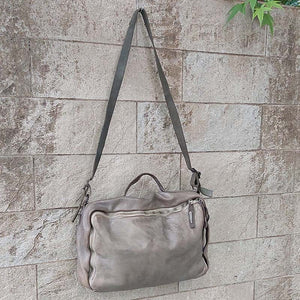 Delle Cose/Gray Calf Leather Laptop Bag - OBEIOBEI