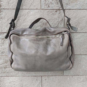Delle Cose/Gray Calf Leather Laptop Bag - OBEIOBEI