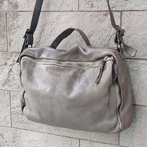 Delle Cose/Gray Calf Leather Laptop Bag - OBEIOBEI