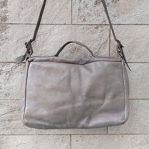 Delle Cose/Gray Calf Leather Laptop Bag - OBEIOBEI