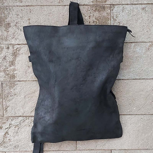 Delle Cose/Black Flat Rectangular Backpack - OBEIOBEI