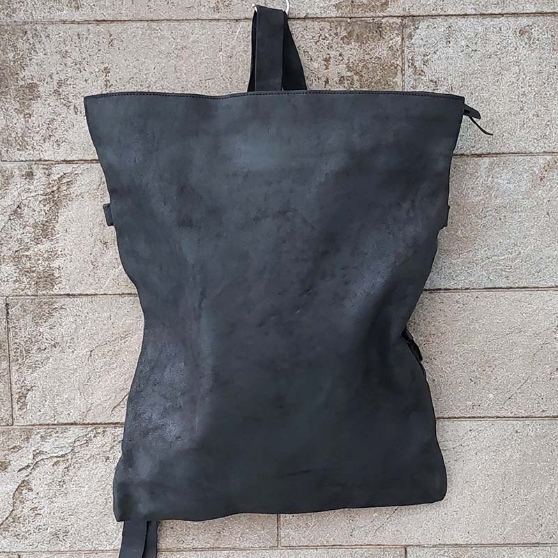 Delle Cose/Black Flat Rectangular Backpack – OBEIOBEI display picture 3