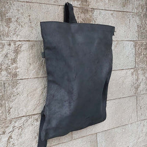 Delle Cose/Black Flat Rectangular Backpack - OBEIOBEI