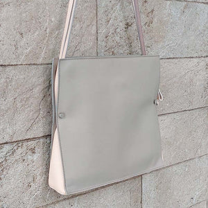 Bonastre/Leather Shoulder Bag (Grey/Brown) - OBEIOBEI