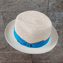 Load image into Gallery viewer, Borsalino/Small brim Panama hat-Blue ribbon - OBEIOBEI