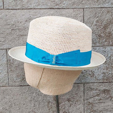 Load image into Gallery viewer, Borsalino/Small brim Panama hat-Blue ribbon - OBEIOBEI