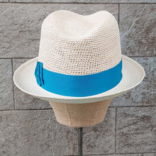 Load image into Gallery viewer, Borsalino/Small brim Panama hat-Blue ribbon - OBEIOBEI