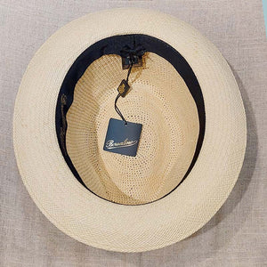 Borsalino/Small brim Panama hat-Blue ribbon - OBEIOBEI