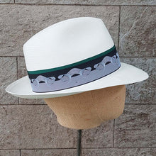 Load image into Gallery viewer, Borsalino/Medium Brim Panama Hat - Black &amp; Green Ribbon - OBEIOBEI
