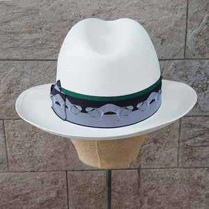 Borsalino/Medium Brim Panama Hat - Black & Green Ribbon - OBEIOBEI