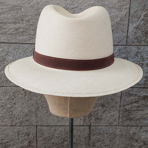 Borsalino/Medium Brim Panama Hat - Leather Trim - OBEIOBEI