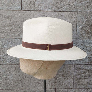 Borsalino/Medium Brim Panama Hat - Leather Trim - OBEIOBEI