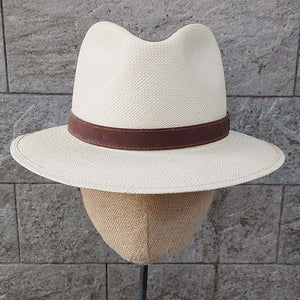 Borsalino/Medium Brim Panama Hat - Leather Trim - OBEIOBEI