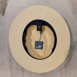 Borsalino/Medium Brim Panama Hat - Leather Trim - OBEIOBEI