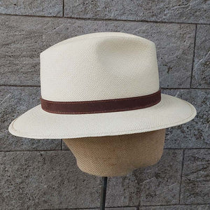 Borsalino/Medium Brim Panama Hat - Leather Trim - OBEIOBEI