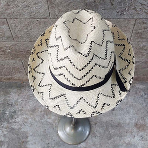 Borsalino/Medium Brim Panama Hat - Star Pattern - OBEIOBEI