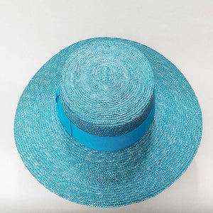 Borsalino/Wild Brim Boater Hat - Blue - OBEIOBEI