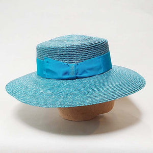 Borsalino/Wild Brim Boater Hat - Blue - OBEIOBEI