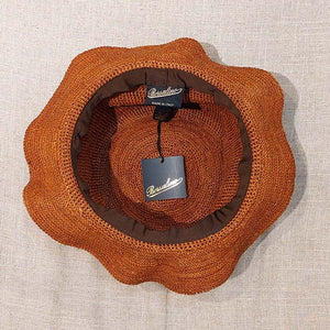 Borsalino/Orange brown Straw Bucket Hat - OBEIOBEI