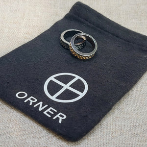 ORNER/黑色花紋金屬戒指 - OBEIOBEI