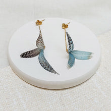 Load image into Gallery viewer, Cecilie Boccara/Light blue feather earrings - OBEIOBEI