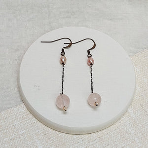 5 Octobre/Rose Quartz Earrings - OBEIOBEI