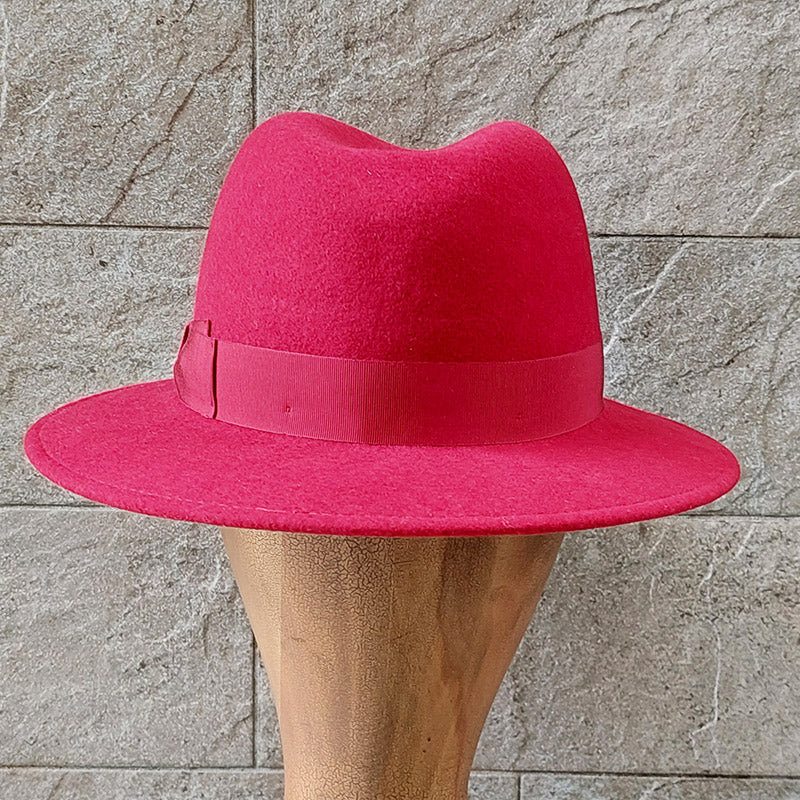 Borsalino/Red fedora hat(Medium brim) - OBEIOBEI
