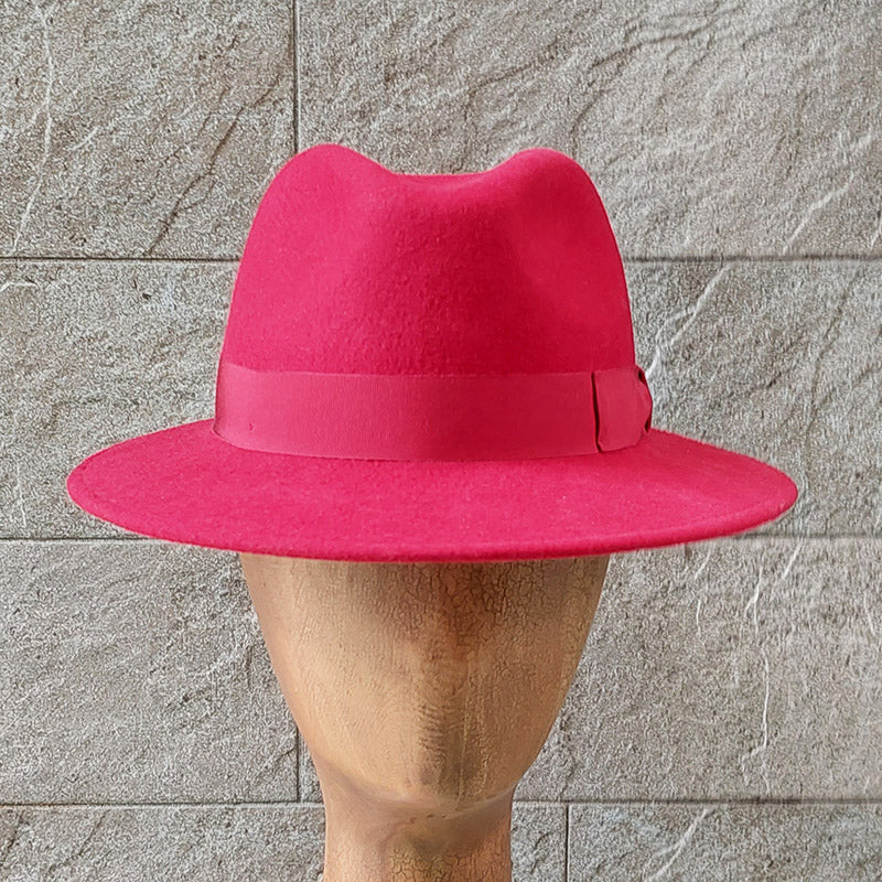 Borsalino/Red fedora hat(Medium brim) - OBEIOBEI