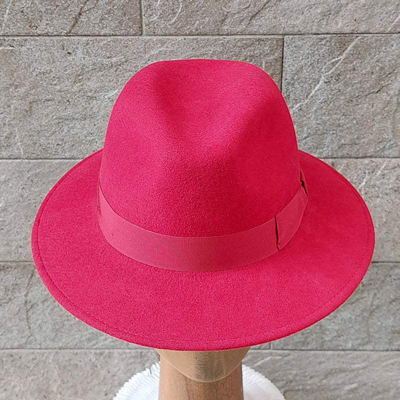 Borsalino/Red fedora hat(Medium brim) - OBEIOBEI