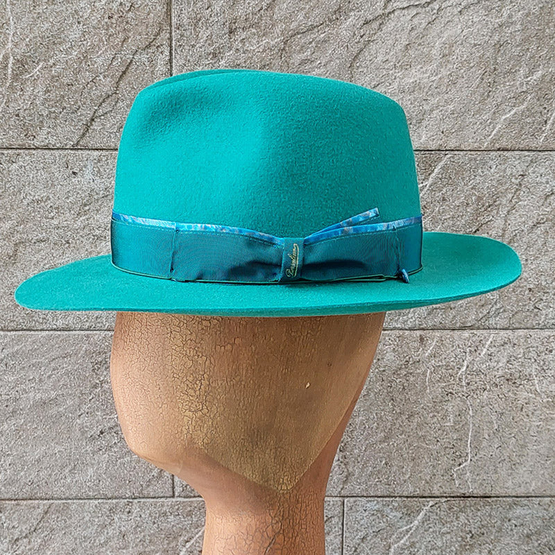 Borsalino/Turquoise fedora hat(Medium brim) - OBEIOBEI