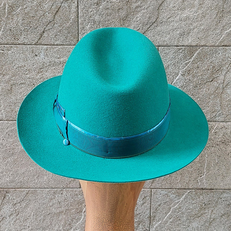 Borsalino/Turquoise fedora hat(Medium brim) - OBEIOBEI