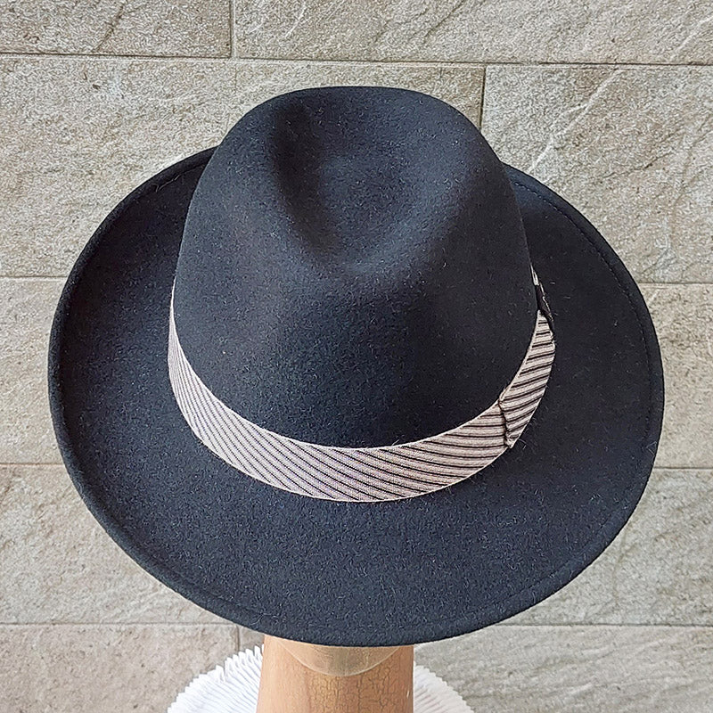 Borsalino/Black fedora hat(Medium brim) - OBEIOBEI
