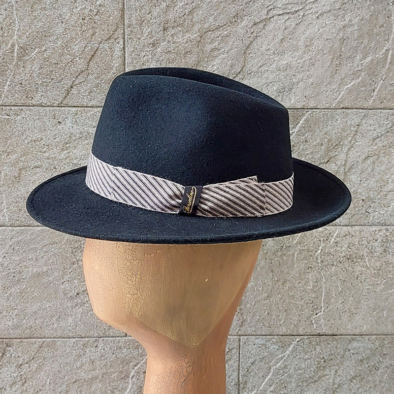 Borsalino/Black fedora hat(Medium brim) - OBEIOBEI