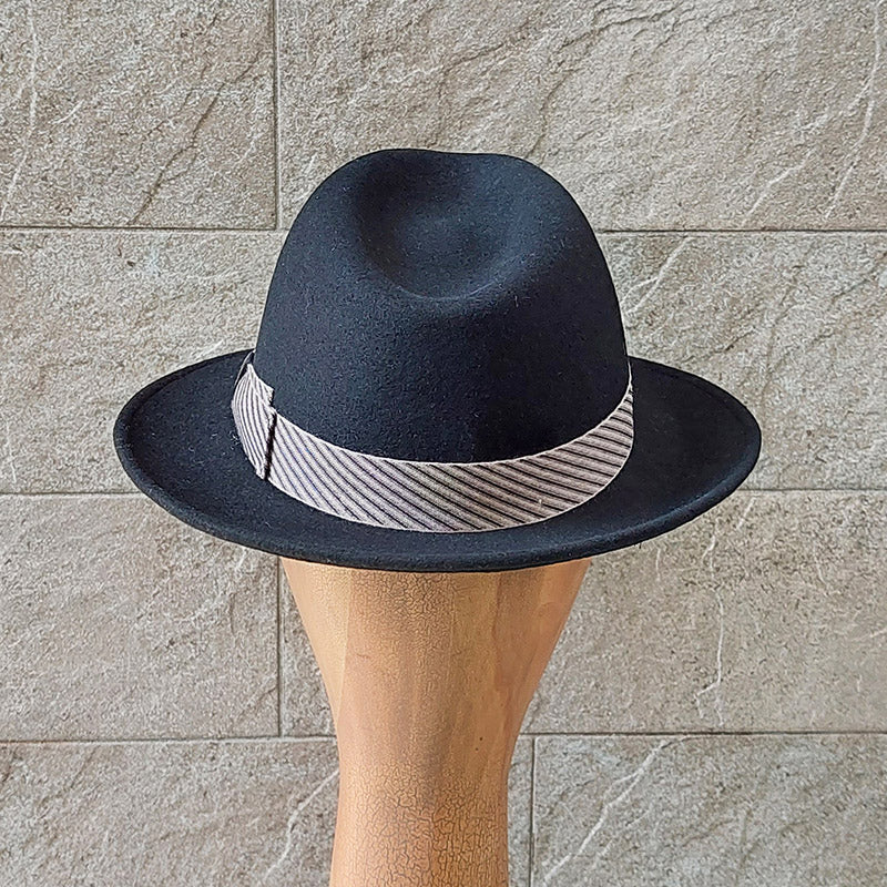 Borsalino/Black fedora hat(Medium brim) - OBEIOBEI