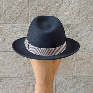 Borsalino/Black fedora hat(Medium brim) - OBEIOBEI