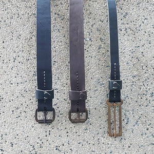 Delle Cose/Black Leather Skinny Belt - OBEIOBEI